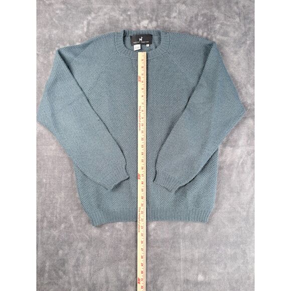 Peruvian Connection 100% Alpaca Knit Crew Neck Sweater Large Green Blue - Picture 3 of 5